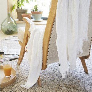 Plaid gaze de coton (160 cm) Gaïa Blanc chantilly