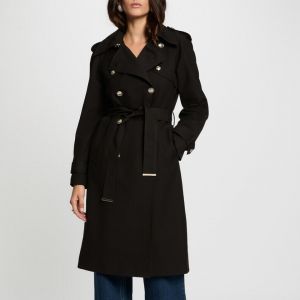 Morgan Trench long ceintur&eacute; noir femme - Taille 42