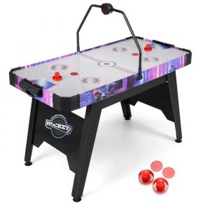 Table Air Hockey COSTWAY Moteur 12 V Coussin d'Air,Score Num&eacute;rique LED,Distributeurs,2 Propulseurs Palets Surface de Jeu 133x65cm