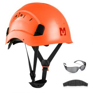 Mustbau Casque de Sécurité, Casques de Protection EN397 avec Lunettes Antibuée, 53 à 63cm Tour de Tête Réglable