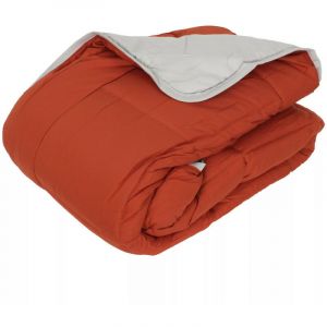 Toison D'or - Couette chaude Bicolore Gamme Microfibre 'Cocoon Non feu - Norme nf en iso 12952' toutes dimensions Cocoon Gingembre Galet - 220 x 240