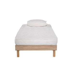 AB Matelas - Ensemble Matelas mousse ECO - 90x190 - 1 Oreiller mémoire 50x70 - Sommier kit couleur chêne