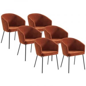 Image de Pascal Morabito Lot de 6 chaises avec accoudoirs en tissu et métal - Terracotta - MORONI de