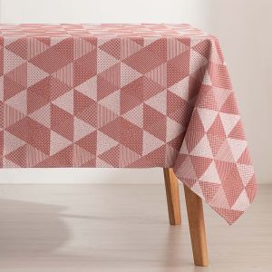 Nappe en coton jacquard antitaches géométrique carreau 140x180cm