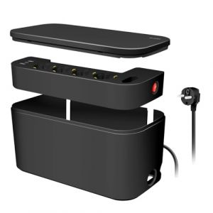 Logilink LPS282U - Boîte de câbles avec multiprise 5 Prises et 3 Ports USB - Couleur : Noir