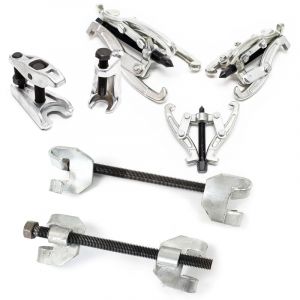 Xpotool - Set 7 pièces de Tendeur de ressort 375 mm avec Extracteurs à griffe & de rotule et Compresseur - Montage automobile Mécanicien Garagiste