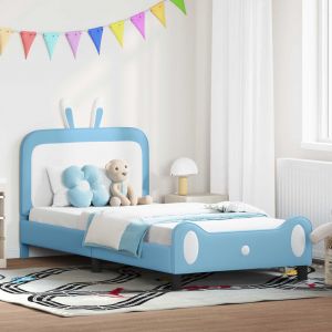 VidaXL Cadre de lit pour enfants avec t&ecirc;te de lit Bleu 90 x 200 cm PU