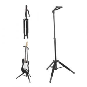 VEVOR Support de guitare sur pied, capacit&eacute; de charge 15 kg, porte guitares basses pliable avec hauteur r&eacute;glable 900 &agrave; 1200 mm, support &agrave; tr&eacute;pied pour guitare acoustique &eacute;lectrique basse classique