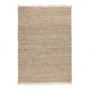 Image de Tapis jute et cuir, Aidas Naturel Gris Taille 120x170 cm;160x230 cm;200x290 cm