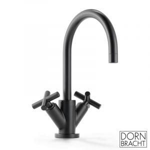 Dornbracht Tara, m&eacute;langeur lavabo monotrou, avec vidage automatique, saillie 135 mm, 22512892, Coloris: Noir Mat - 22512892-33