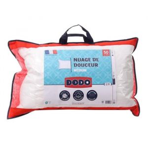 Dodo | Oreiller Premium 50x70 | Confort Medium | Oreiller Nuage de Douceur | Anti-acariens et Gonflant | Percale Coton + Passepoil | Fabriqué en France | Lavable en Machine à 40°c