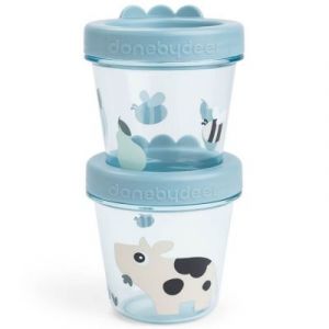 Done by Deer Lot de 2 pots de conservation Tiny farm Bleu