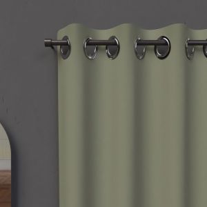 Soleil d'Ocre Occultant Alix Rideau &agrave; Oeillets Kaki, Polyester, 135x250 cm