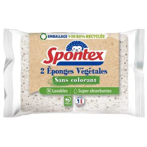 Spontex Eponges Tr&egrave;s Vertes Grattantes Fibre Recycl&eacute;es - Le Lot De 2 Eponges