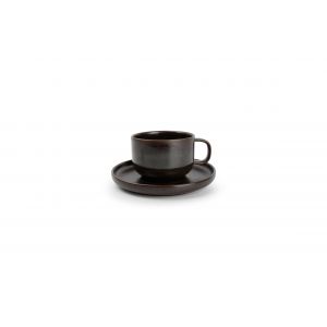 Image de Salt & Pepper Tasse et soucoupe Tabo en grès marron 24 cl Marron - Couleur Marron - Taille TS