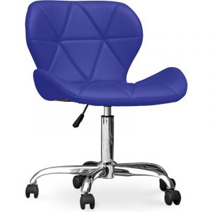Privatefloor Chaise de bureau à roulettes - Chaise de bureau pivotante - Tapissée en simili cuir - Wito Bleu - Acier, pp, Cuir végétalien, Nylon