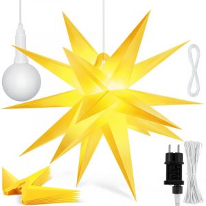Kesser - toile lumineuse 3D Étoile de Noël led avec minuterie pour l'intérieur et l'extérieur Étoile de l'Avent lumineuse suspendue Étoile + lumière