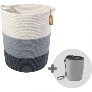 Set d'accessoires pour buanderie, panier à linge, porte-pinces et pinces à linge - Gris
