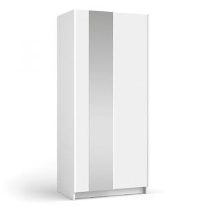 Armoire lysia 2 portes coulissantes avec miroir – 80 x 182 x 55 cm – Coloris blanc