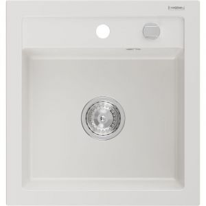 Mexen - Vito &eacute;vier en granit &agrave; 1 cuve 520 x 490 mm, Blanc - 6503521000-20