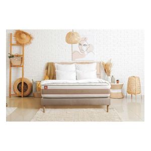 Ensemble sommier matelas LE DÉLICAT 90x190cm Ressorts ensac s + Mémoire de forme 5 zones de confort Ep 26cm + sommier kit Beige
