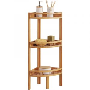 Etag&egrave;re d'angle en bambou &agrave; 3 niveaux 85x29x29cm 7house. Marron