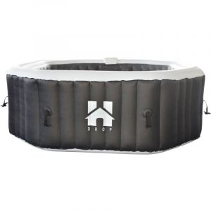 Home Deluxe - Jacuzzi d'extérieur drop avec coussin, porte-gobelet et toit solaire - ⌀185 cm Noir