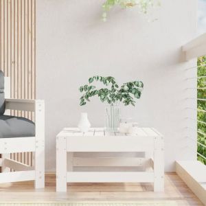 VidaXL Repose pied de jardin blanc bois de pin massif