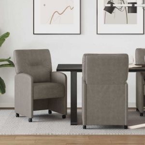 VidaXL Chaises de Salle &agrave; Manger avec Roues 2 pcs Gris 57 x 67 x 95 cm