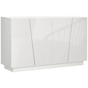Homcom Buffet design façade blanc laqué 4 portes 2 étagères dim. 150 x 40 x 88 cm blanc