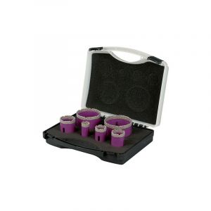 Sidamo Coffret de 6 trépans diamant à sec pour meuleuse M14 - D. 22 - 30 - 35 - 42 - 68 - 75 mm - Céramique/Grès/Granit