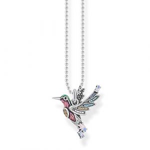 Thomas Sabo Collier pour femme en argent sterling 925 Motif colibri coloré Longueur 38-42 cm