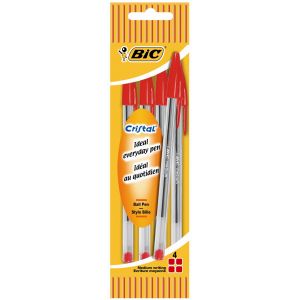 Bic Cristal - Lot 4 Stylos à bille Rouge