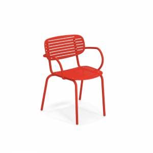 Emu Fauteuil empilable Mom / Métal rouge en métal