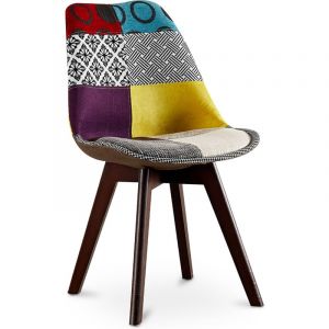 Chaise &Agrave; Manger Brielle Design Scandi R&eacute;tro Pieds Fonc&eacute;s - Multicolore Premium Nouvelle &Eacute;dition - Patchwork Jay Multicolore