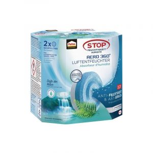Pattex AERO 360° Cascade fraîche Tabs Recharge, réduisent l'humidité et les mauvaises odeurs, recharges pour le déshumidificateur AERO 360°, pack de 2 (2x450g)