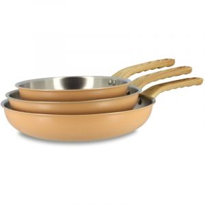 Menastyl Lot de 3 poêles en acier inoxydable - tous feux