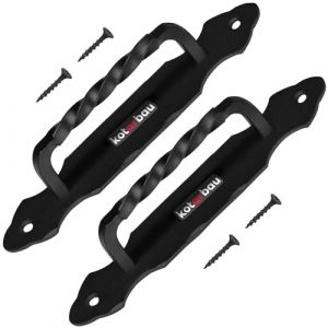 KOTARBAU Lot de 2 poignées de porte en fer forgé - Noir - 190 mm - Poignée de porte en acier - Poignée de porte coulissante - Poignée de meuble