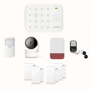 Daewoo Pack Alarme Connectée WiFi Vigilia VIG102 – Système sans Fil et sans Abonnement, Compatible Animaux, Détecteurs et Sirène Inclus + Caméra de Surveillance Full HD, Application Incluse