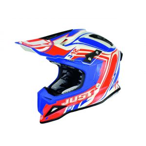 Just1 Casque cross J12 Flame rouge/bleu - L