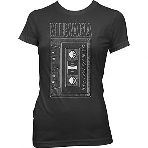 Nirvana As You are Tape Femme T-Shirt Manches Courtes Noir XL, 100% Coton, Regular/Coupe Standard