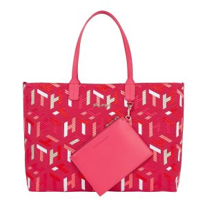 Image de Tommy Hilfiger Grand sac tote avec monogramme imprimé dans des tons de Rose