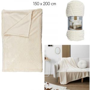 HOME DECO FACTORY Plaid Motif Gaufré/Couleur Crème/Dimensions : 150 x 200 cm