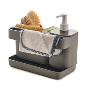 Snips Riordinello gris, porte-éponge avec distributeur, organiseur d'évier gris, boîte de rangement pour ustensiles 12L x 18L x 21H cm, fabriqué en Italie, 0 % sans BPA et sans phtalates