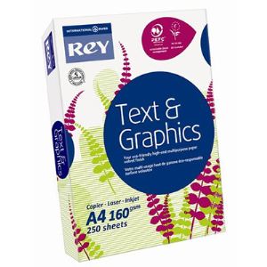 Rey 5 ramettes de 500 feuilles Text and Graphic A4 coloris blanc 160g