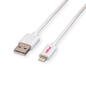 Roline Câble de synchronisation et de charge USB 2.0 avec connecteur Lightning, blanc, 1 m