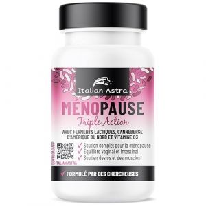 M&eacute;nopause & Pr&eacute;-M&eacute;nopause | Compl&eacute;ment Naturel Sans Hormones | Bouff&eacute;es de Chaleur, Sommeil, Humeur | Probiotiques & Canneberge | 60 G&eacute;lules &ndash; Fabriqu&eacute; en Italie