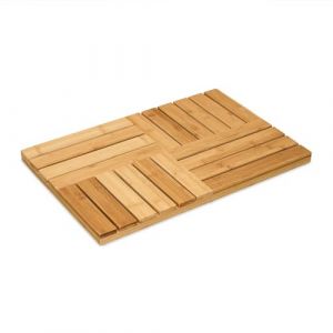 Relaxdays Tapis de Bain en Bambou, 61x40 cm, caillebotis pour Sauna, Baignoire, Piscine, antidérapant, Nature