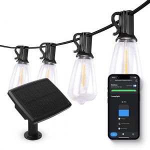 FlinQ Smart Light String Solar - Guirlande lumineuse LED pour l'extérieur - Eclairage de jardin - Cordon de 15 mètres - Guirlande avec lumières RGB - Atmosphere Lights / Partylights - Party Lights