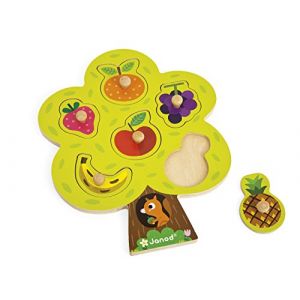 Janod J07061 - Puzzle à tenons 6 pièces - Arbre Gourmand (bois)